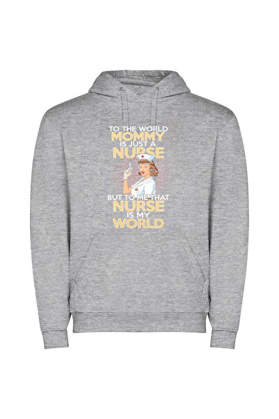 iLovePrints Digital Nurse Enigma Φούτερ με κουκούλα σε χρώμα Γκρι