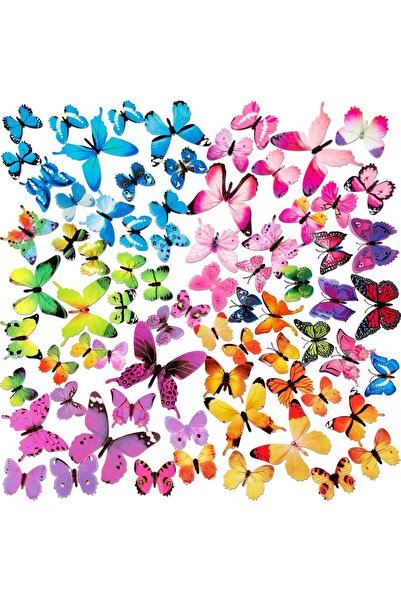 ZAUGONTW 240Pcs 3D Colorful Butterfly Wall Stickers, Butterfly Wall Decals, R...