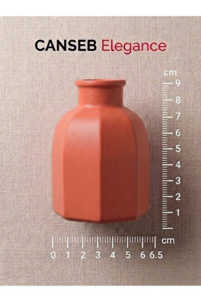 CANSEB Elegance 9X6.5Cm - Salmon Color - Octagonal Mini Vase - Hand-Painted C...