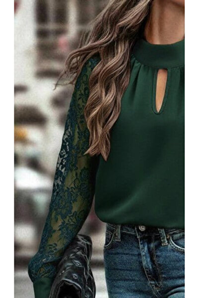 Gökyüzü Moda Women’s Long Sleeve Blouse with Chest Cutout Detail, Turtleneck,...
