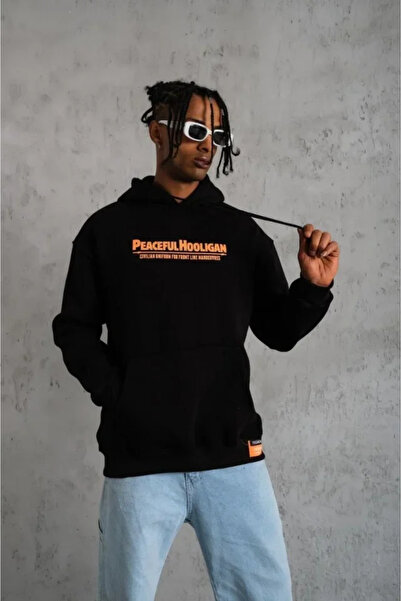 UFC 1985 TOP BRAND Men's Embroidered Printed Hooded Sweatshirt - Black