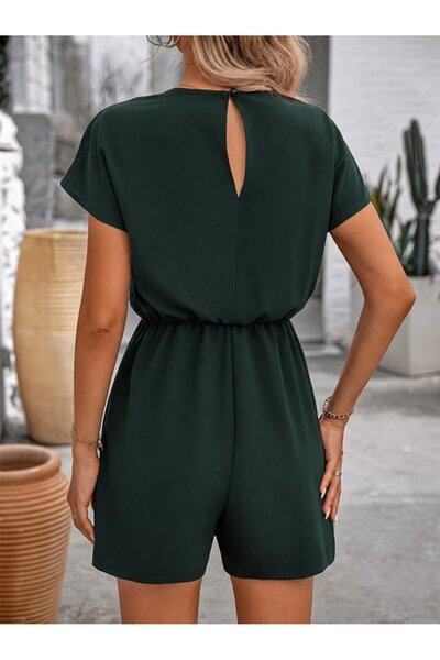 Veraura Lifestyle Women's Short-Sleeved V-Neck Short Imported Crepe Jumpsuit ...