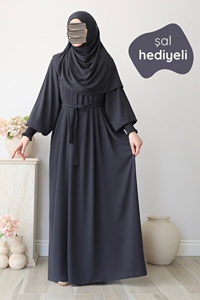 ASİLNUR Mahi Dress with Shawl Gift Set Smoked