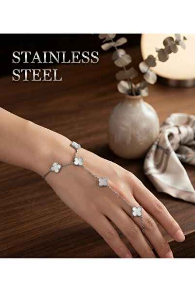 stainless steell شاحمران فولاذي بلون فضي أبيض لؤلؤي موديل كلوفر