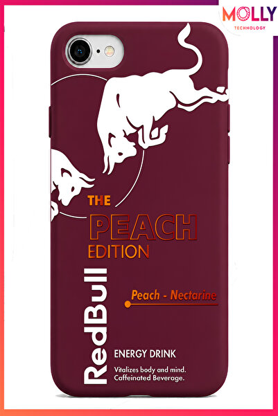 Molly iPhone SE 2020 İçin Vişne Redbull The Peach Edition Desenli İçi Kadife ...