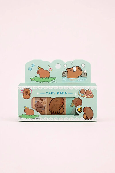 Bereketli Store Set de 4 benzi decorative Capy Bara, verde |   Bandă adezivă ...