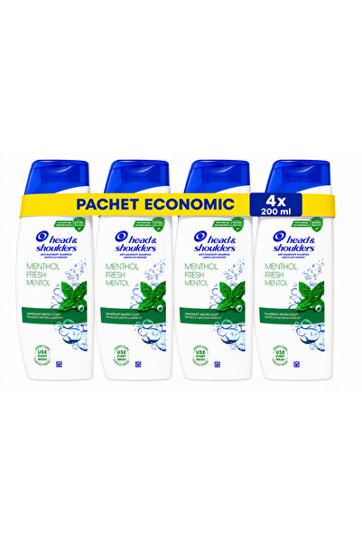 Head & Shoulders Menthol Fresh Șampon Anti-Mătreață 4 x 200 ml - Pachet Econo...