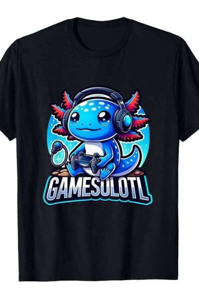 135 Ewhgamesolotl أسود بتصميم أكسولوتل لطيف، 180 جرام، ثقيل الوزن، بأكمام قصي...