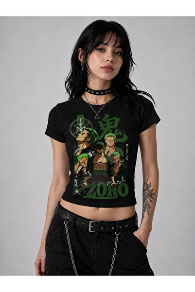 ZAVIXO Women's Slim Fit Crop T-Shirt Anime Character Printed Stretchy Cotton ...