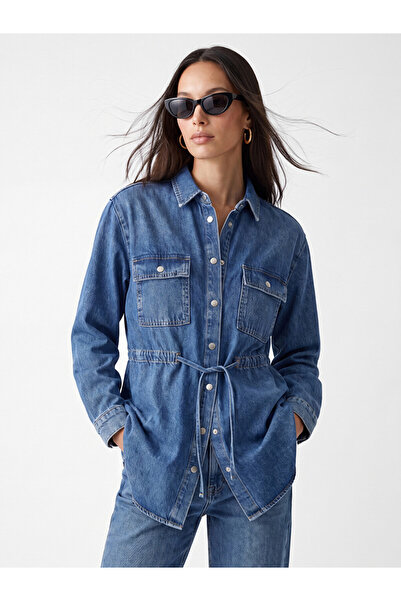 LC Waikiki Indigo Women's Tie-Waist Jean Shirt