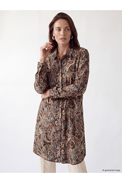LC Waikiki Burgundy Patterned Women's Shirt Tunic