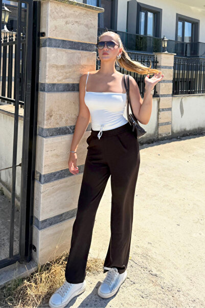 macharel jeans بنطلون بالازو نسائي بتفاصيل حزام خصر