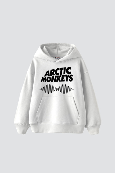 Sekizbiraltı Arctic Monkeys Printed Oversize Unisex White Hoodie