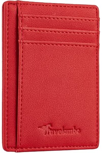 Travelambo Front Pocket Minimalist Leather Slim Wallet RFID Blocking Medium Size