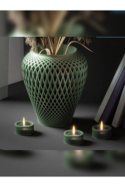 ThePrintHeaven Anvora Vazo & Mumluk Set - Anvora Vase & Tealight Holder Set