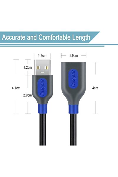 Fasgear كابل تمديد USB 2.0، ذكر إلى أنثى (10 قدم/3 متر، أبيض) |   الشحن والمز...