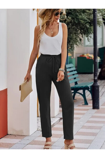 Efnaz style Women's elastic waist linen pants