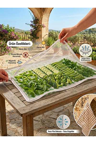 YurtTicaret Fermuarlı Hijyenik Tül Kurutma Torbası 50x100 cm