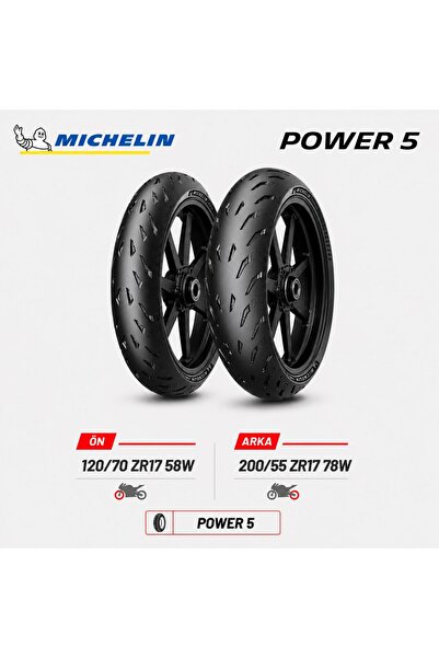 Michelin Power 5 120/70 ZR17 58W - 200/55 ZR17 78W Ön Arka Motosiklet Lastik ...