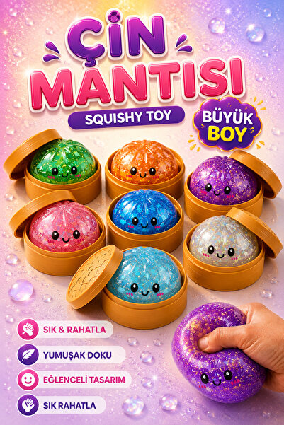 MİNGODAN Çin Mantısı Simli Dumpling Squishy – Viral Rainbow Bun Sukuşi Stres ...