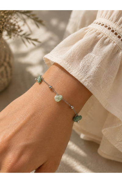 316 L çelik Aventurine Natural Stone Steel Bracelet