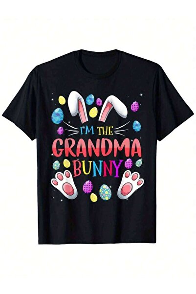 21JNRY تي شيرت I'm The Grandma Bunny Matching Easter Party مصنوع من القطن بنس...