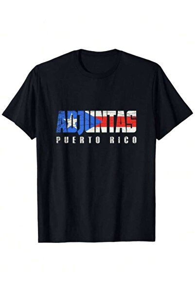 25W تي شيرت بأكمام قصيرة للجنسين من Rican Flag Adjuntas Puerto Rico، تصميم فض...