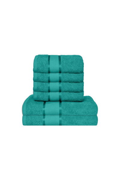LOVE HOME'S Top Bottom Set of 6 bath towels, Cotton, Solid Color, 400g/m², 50...