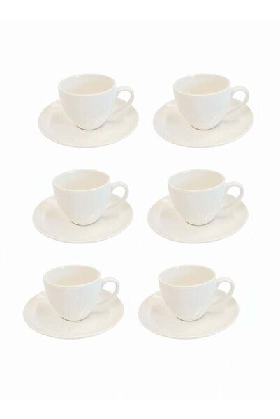 Reem 12-Piece Porcelain Coffee Cup & Saucer Set 100ML White, Set for 6 People