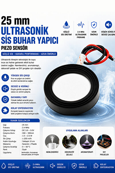 RoboPazar 25 mm Ultrasonik Sis Buhar Yapıcı Piezo Sensörü