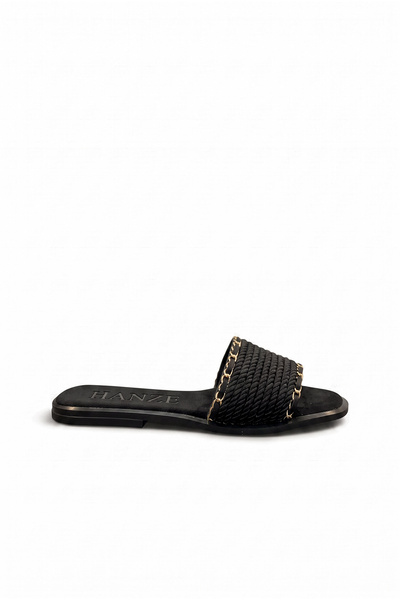 HANZE Women's Flat Slippers Black Daily Knitted New Season M500