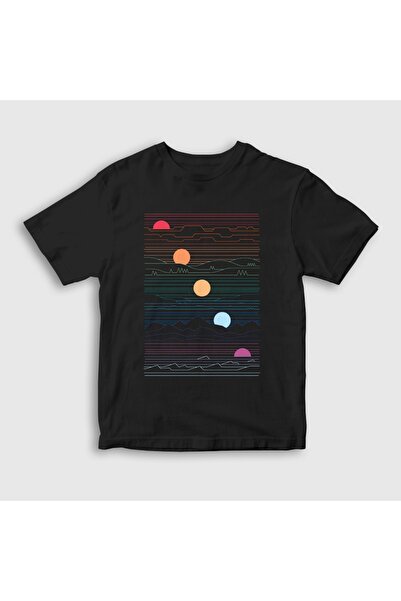 Presmono Unisex Kids Black Many Lands under One Sun T-Shirt 618232Tt