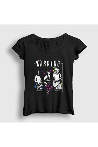 Presmono تي شيرت نسائي أسود بطبعة Poster Rock The Warning 618889tt