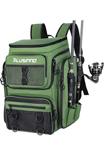 PLUSINNO Fishing Backpack with Rod Holders, 42L Large Water-resistant Fishing...