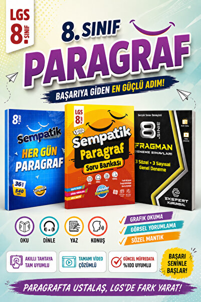 Ünlüler Karması Yayınları 8.Sınıf Sempatik Paragraf Soru Bankası- Her Güne Bi...