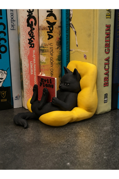 NCS3D Kitap Okuyan Kedi Figürü Masa Süsü
