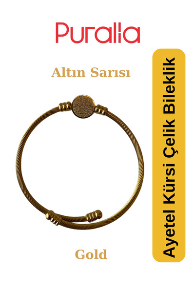 Puralia Ayetel Kürsi Wire Twisted Steel Bracelet - Gold