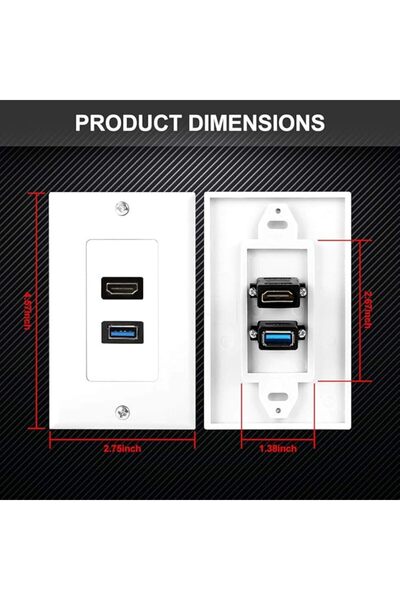 AXIYIBZI HDMI and USB 3.0 Wall Plate HDMI Wall Charger Outlet Mount Socket Fa...