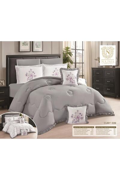 NAJMA Summer Quilt Microfiber Double-Sided Plain and Embossed - 5Pcs Floral P...