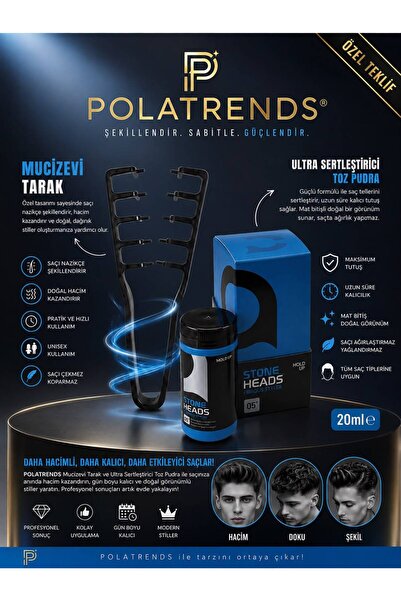 POLATRENDS Mucizevi Tarak & Toz Pudra Set