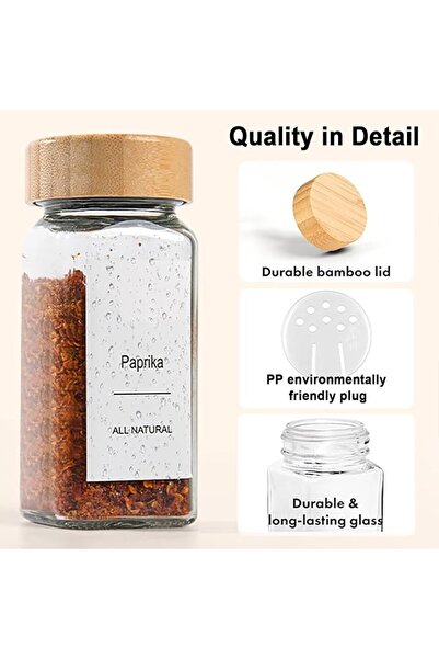 Generic Glass Spice Jar with Bamboo Lid, 24 Pack Seasoning Organizer Bottles ...