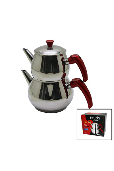Marsilyan Medium Size Steel Teapot Set Top Piece: 1Lt - Bottom Piece: 1.60Lt ...