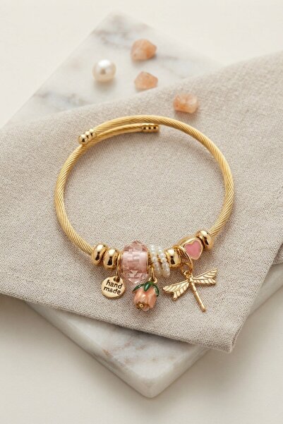 Clariss Dragonfly and Pink Charm Bracelet