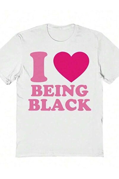 LİNA06 Nearly There I Love Being Black Graphic Cotton Short-Sleeve T-Shirt