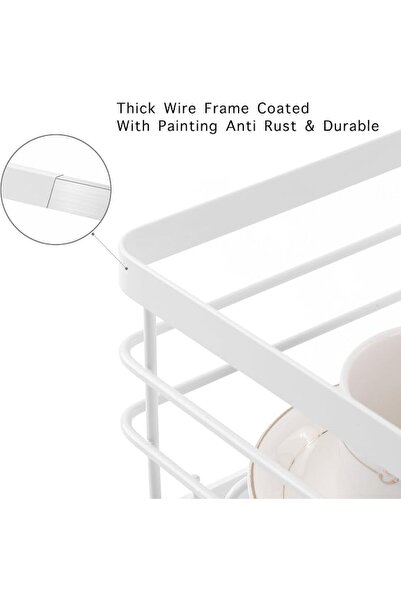 GENERAL White Dish Drying Stand Over Sink 2 Tier Large Capacity Organizer Rac...