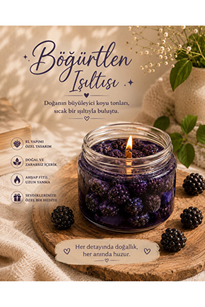 Saklı Kat Atölyesi Böğürtlen Reçeli Görünümlü El Yapımı Doğal Soya Wax & Jel ...