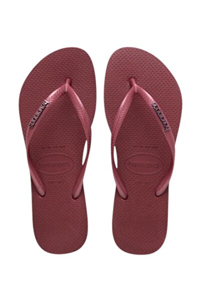 Havaianas Slim Logo Metallic Women's Burgundy Slippers - 4119875