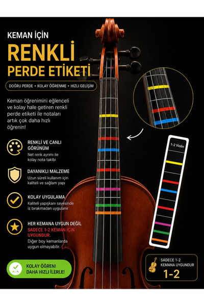 happypotam 1\2 keman-nota-etiket-kolay öğrenme-sticker-klavye-çıkartma-violin...