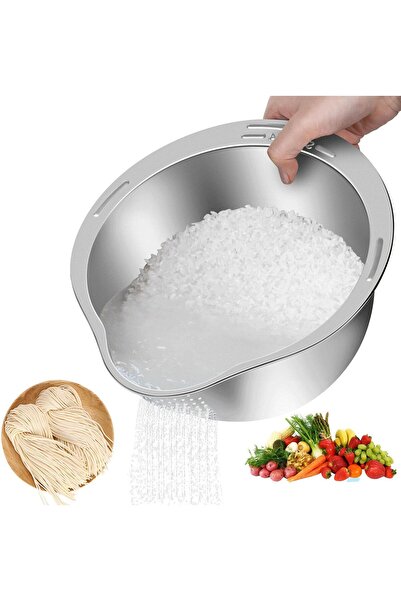 STARSTAR Rice washing bowl with strainer, vegetable rinser and drainer with s...