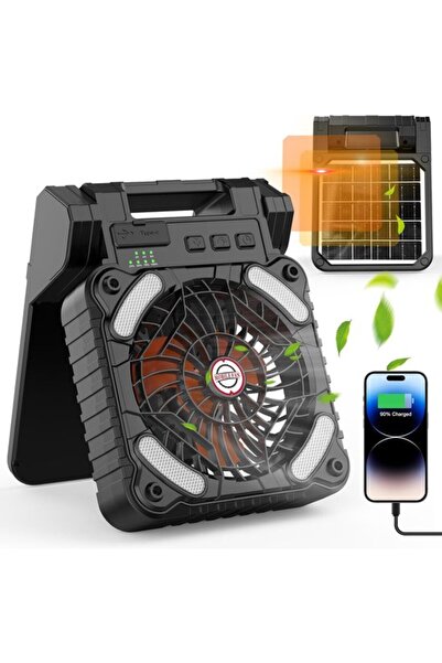 STARSTAR Solar Camping Fan with LED Flashlight, 5200 mAh Rechargeable Battery...